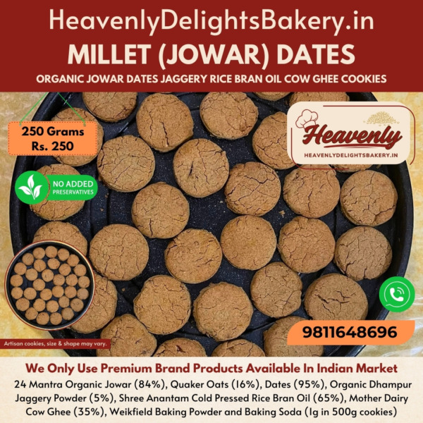 Millet Jowar Dates Cookies - Freshly Made Organic Healthy Premium High-Quality - Home Delivery in Delhi NCR Greater Noida Ghaziabad Gurugram India - Heavenly Delights Bakery