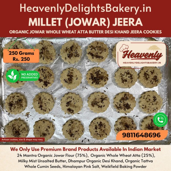 ORGANIC JOWAR WHOLE WHEAT ATTA UNSALTED BUTTER DESI KHAND JEERA COOKIES - Heavenly Delights Bakery India
