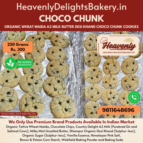 Choco Chunk Cookies - Freshly Made Organic Healthy Premium High-Quality - Home Delivery in Delhi NCR Greater Noida Ghaziabad Gurugram India - Heavenly Delights Bakery